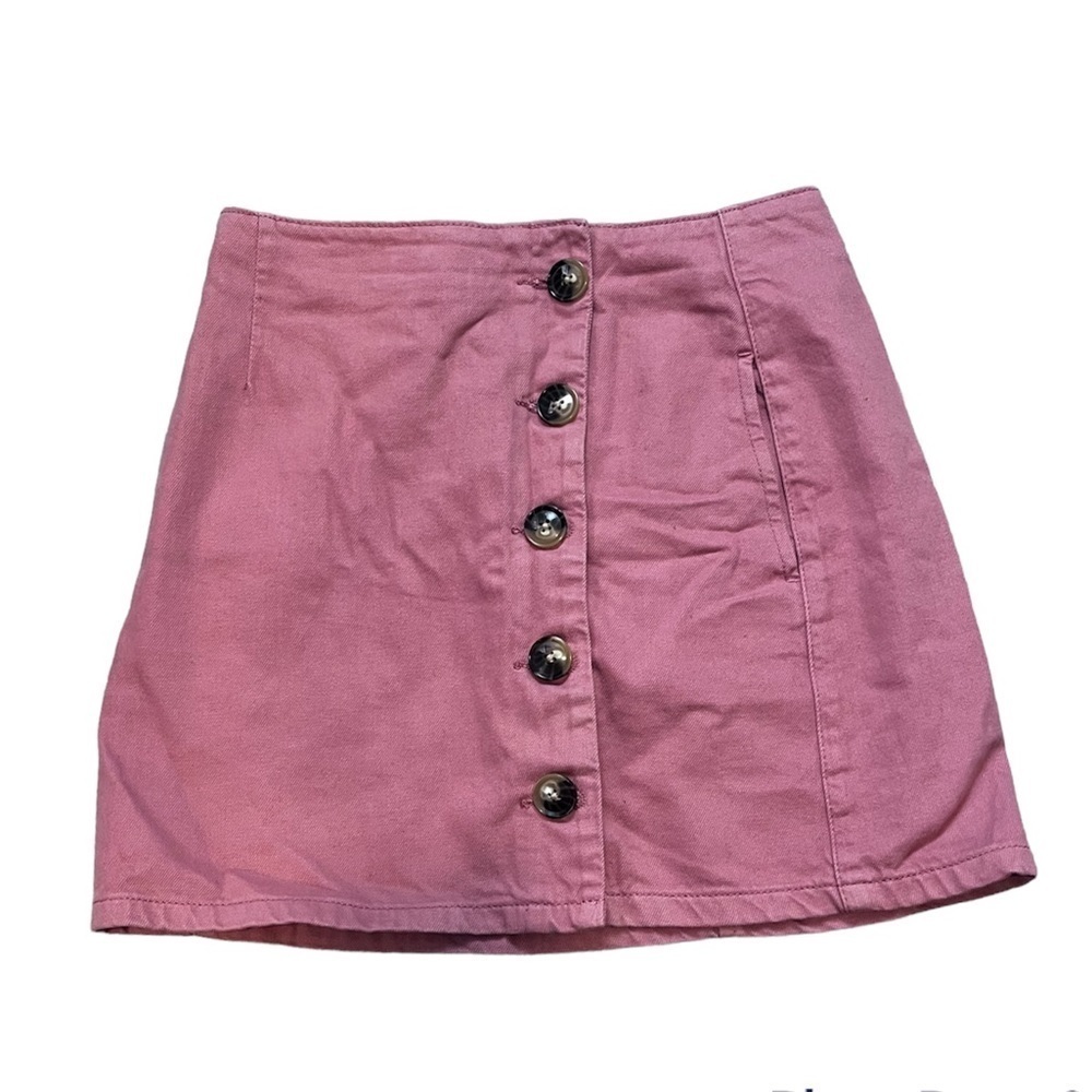 TopShop Womens Pink Button Front Mini Skirt Size 4